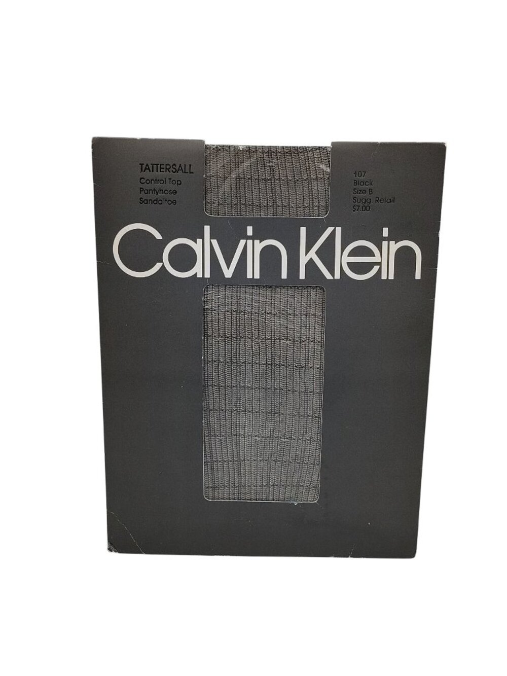 Calvin Klein Fashion Pantyhose Size B Black Control Top Sandaltoe Vintage 1985